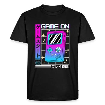 Série Rétro Futuriste : Japonais - Game on - T-shirt Premium bio Homme - noir - Devant - Nico (187cm)