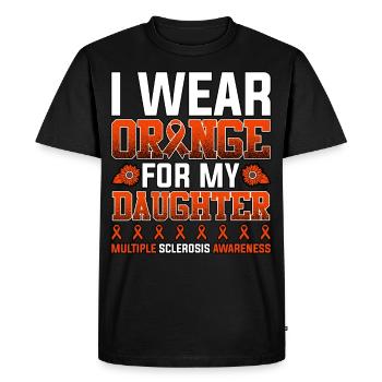 Je porte de l’orange pour la sclérose en plaques de ma fille - T-shirt Premium bio Homme - noir - Devant - Nico (187cm)