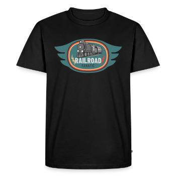 Fanatiques de chemin de fer Locomotive à vapeur Amateurs de trains - T-shirt Premium bio Homme - noir - Devant - Nico (187cm)