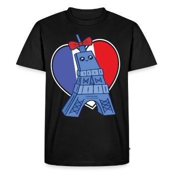 Tour Eiffel Souvenir Cœur Français Paris Franck - T-shirt Premium bio Homme - noir - Devant - Nico (187cm)