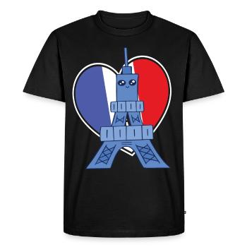 Eiffel Tower Heart France Souvenir Kawaii Paris - Men's Premium Organic T-Shirt - black - Front - Nico (187cm)