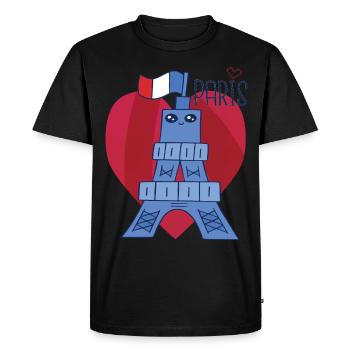 Tour Eiffel Kawaii Love Paris Souvenir Français - T-shirt Premium bio Homme - noir - Devant - Nico (187cm)