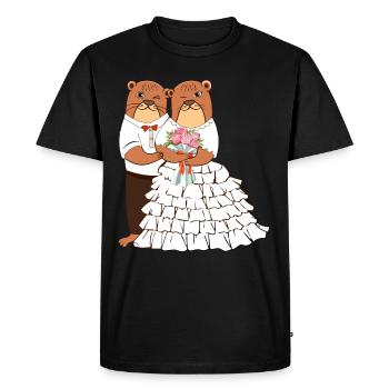 Mariage Autres amoureux de la loutre Biologiste marin animal - T-shirt Premium bio Homme - noir - Devant - Nico (187cm)