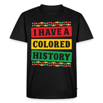 Mois de l’histoire des Noirs J’ai une histoire colorée Afro - T-shirt Premium bio Homme - noir - Devant - Nico (187cm)