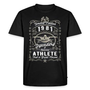 Vintage 1981 Swimmer Birthday Gift Hobby - Men's Premium Organic T-Shirt - black - Front - Nico (187cm)