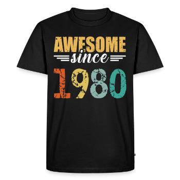 Simply awesome since 1980 - still unbeatable - Men's Premium Organic T-Shirt - black - Front - Nico (187cm)