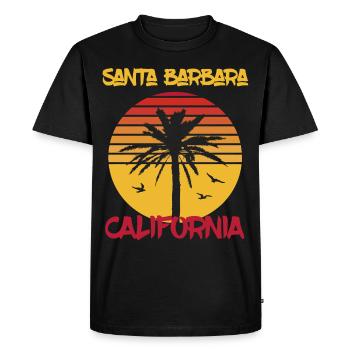 Californie Santa Barbara Vacances Palm Ocean Surf - T-shirt Premium bio Homme - noir - Devant - Nico (187cm)