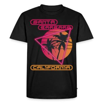 Retro Palm California Santa Barbara Holiday Ocean - T-shirt Premium bio Homme - noir - Devant - Nico (187cm)