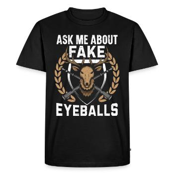 Posez-moi des questions sur les faux globes oculaires chassant les taxis - T-shirt Premium bio Homme - noir - Devant - Nico (187cm)
