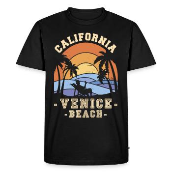 Californie Venice Beach Palm Holidays Sea Brandu - T-shirt Premium bio Homme - noir - Devant - Nico (187cm)