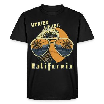 Palm Tree Lunettes de soleil Californie Venice Beach Ocean - T-shirt Premium bio Homme - noir - Devant - Nico (187cm)