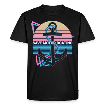 Funny Boat Ride Retro - Men's Premium Organic T-Shirt - black - Front - Nico (187cm)