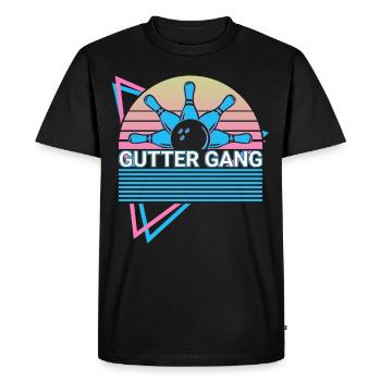 Funny Bowling Bowler Retro - Men's Premium Organic T-Shirt - black - Front - Nico (187cm)