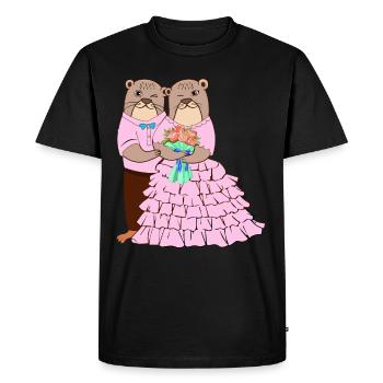 Amants de la loutre Mariage animal de chuchoteur de loutres - T-shirt Premium bio Homme - noir - Devant - Nico (187cm)