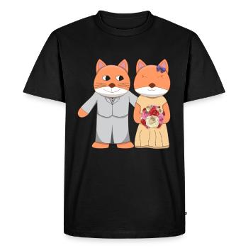 Amoureux des chats marié - T-shirt Premium bio Homme - noir - Devant - Nico (187cm)