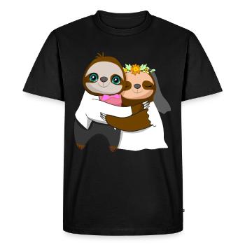 Wedding Day Married Sloth Whisperer - Men's Premium Organic T-Shirt - black - Front - Nico (187cm)
