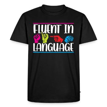 Maîtrise de la langue des signes Signes de sensibilisation - T-shirt Premium bio Homme - noir - Devant - Nico (187cm)
