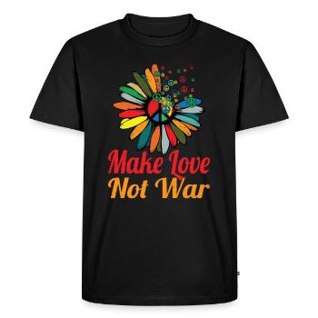 Hippie Paix Signe Paix Fleurs Fleur Enfant - T-shirt Premium bio Homme - noir - Devant - Nico (187cm)