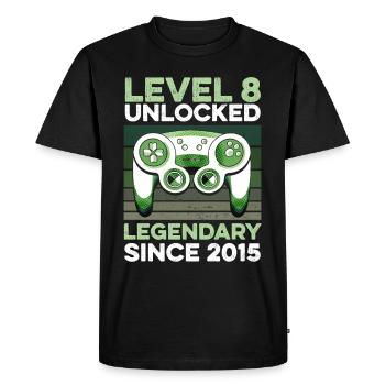 Level 8 Jahre 8. Geburtstag Jahr 2015 Junge Gamer - Männer Premium Bio T-Shirt - Schwarz - Vorne - Nico (187cm)