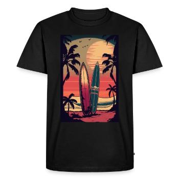 Style Rétro Surf - T-shirt Premium bio Homme - noir - Devant - Nico (187cm)