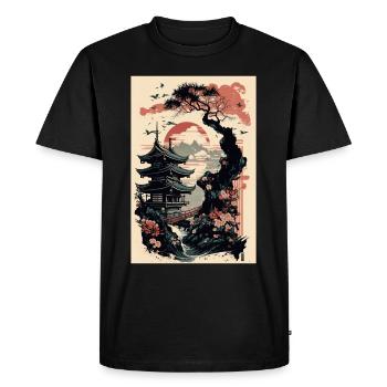 Temple japonais - T-shirt Premium bio Homme - noir - Devant - Nico (187cm)