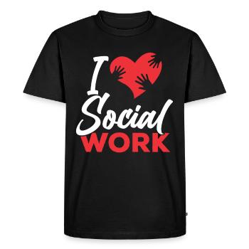 J’aime la formation en travail social des travailleurs sociaux - T-shirt Premium bio Homme - noir - Devant - Nico (187cm)