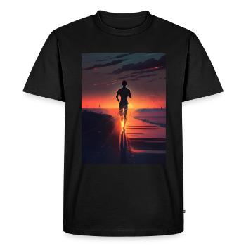 Coureur au coucher du soleil - T-shirt Premium bio Homme - noir - Devant - Nico (187cm)