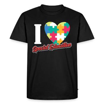 J’aime les enseignants en éducation spécialisée Éducation spécialisée - T-shirt Premium bio Homme - noir - Devant - Nico (187cm)
