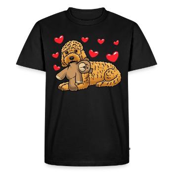 Kawaii Cockapoo Dog with Cuddly Toy - Men's Premium Organic T-Shirt - black - Front - Nico (187cm)