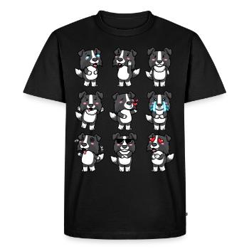 Border Collie Chien Emoticônes Chiens - T-shirt Premium bio Homme - noir - Devant - Nico (187cm)