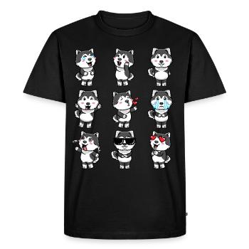 Émoticônes de chiens Pomsky - T-shirt Premium bio Homme - noir - Devant - Nico (187cm)