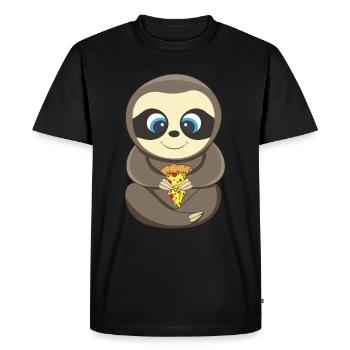 PIzza Sloth Lover Pizza - Men's Premium Organic T-Shirt - black - Front - Nico (187cm)