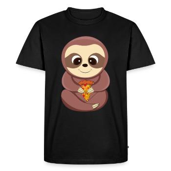 Pizza eater herbivore Italian food - Men's Premium Organic T-Shirt - black - Front - Nico (187cm)