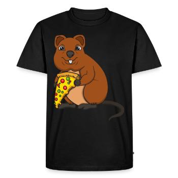 Pizza Whisperer Quokka Lover Wildlife Animal - Men's Premium Organic T-Shirt - black - Front - Nico (187cm)