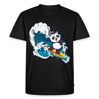 Surfing Panda Bear Zookeeper Animal Surfer - Men's Premium Organic T-Shirt - black - Front - Nico (187cm)