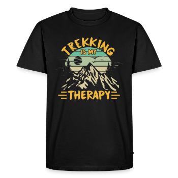Le trekking est ma thérapie Randonnées randonneurs - T-shirt Premium bio Homme - noir - Devant - Nico (187cm)