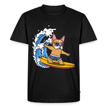 Planche de surf Chien Amoureux des animaux Chien Éleveur Surf - T-shirt Premium bio Homme - noir - Devant - Nico (187cm)