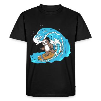Surfboard Sloth Herbivore Animal - Men's Premium Organic T-Shirt - black - Front - Nico (187cm)