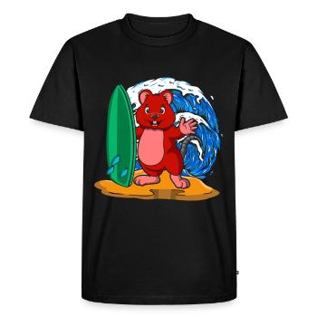 Quokka amoureux Quokka Whisperer Animal Surfer - T-shirt Premium bio Homme - noir - Devant - Nico (187cm)