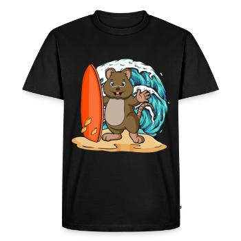 Surfing Quokka Lover Wildlife Animal Planche de surf - T-shirt Premium bio Homme - noir - Devant - Nico (187cm)