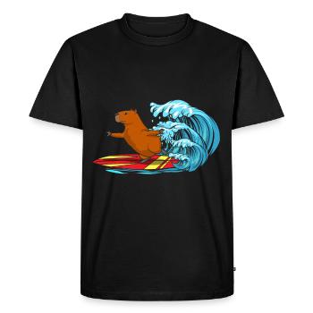 Surfing Animal Capybara Whisperer Cavy Rodent - T-shirt Premium bio Homme - noir - Devant - Nico (187cm)