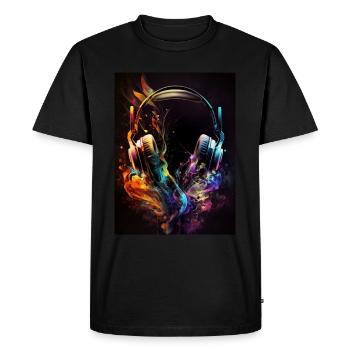 Colorful Headphones - Men's Premium Organic T-Shirt - black - Front - Nico (187cm)