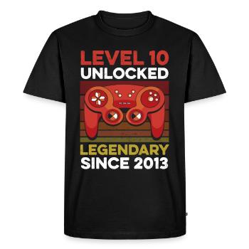 Niveau 10 ans Année d’anniversaire 2013 Gamer Boy - T-shirt Premium bio Homme - noir - Devant - Nico (187cm)