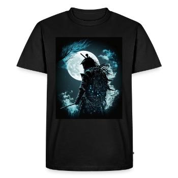 Japanese Samurai In The Moonlight - Men's Premium Organic T-Shirt - black - Front - Nico (187cm)