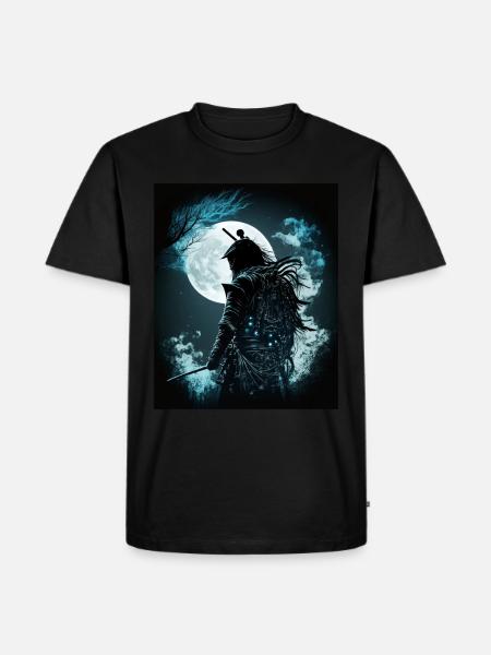 Japanese Samurai In The Moonlight - Men's Premium Organic T-Shirt - black