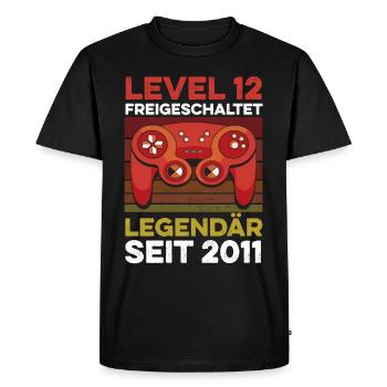 Niveau 12 Années 12e anniversaire Année 2011 Gamer - T-shirt Premium bio Homme - noir - Devant - Nico (187cm)