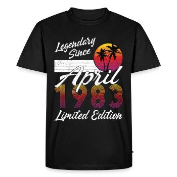 40e anniversaire Né en avril 1983 Légendaire 1983 - T-shirt Premium bio Homme - noir - Devant - Nico (187cm)