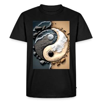 Symbole Yin et Yang sur la plage - T-shirt Premium bio Homme - noir - Devant - Nico (187cm)