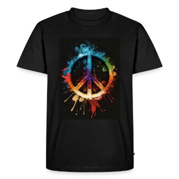 Colorful Peace Symbol - Men's Premium Organic T-Shirt - black - Front - Nico (187cm)