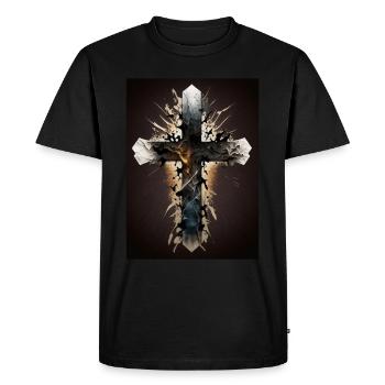 Abstract Crucifix - Men's Premium Organic T-Shirt - black - Front - Nico (187cm)